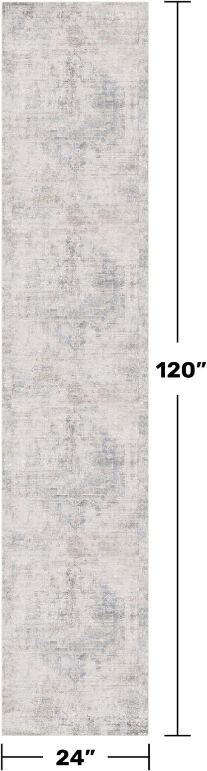 Hazo Haus Non Slip 10ft Long Hallway Runner Rug - Blue and Gray 2 x 10 Runner Rug, Washable & Waterproof 2x10 Kitchen Floor Mat - Modern Abstract Design Décor