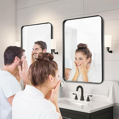 Fabuday Bathroom Mirrors Over Sink 2 Pack- 36x24 Inch Black Matte Framed Mirrors Wall Mounted, Large Rectangle Vanity Mirror Metal Frame for Bathroom Double Sink, Farmhouse, Bedroom, Restroom