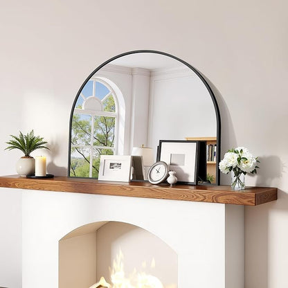 CIRCUMI Arched Wall Mirror, 30"x25" Black Arched Mirror with Tempered Glass, Metal Frame, Large Size for Entryway Table, Mantel,Living Room,Over Sink,Arch Mirror for Decor,Shatterproof&Crystal-Clear