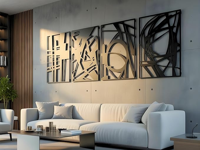 Vailla Wood Wall Art Decor Wall Hanging Sculpture Modern Home Decoration 3 Panels Nature Wall Hangings Large Wooden Wall Arr 3D Textured Sculptures for Living Room Bedroom Office Dinnig Room