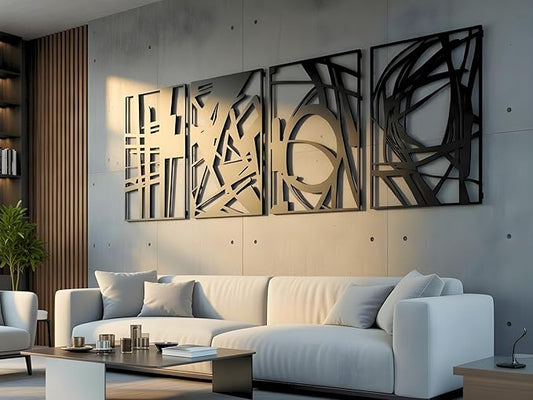 Vailla Wood Wall Art Decor Wall Hanging Sculpture Modern Home Decoration 3 Panels Nature Wall Hangings Large Wooden Wall Arr 3D Textured Sculptures for Living Room Bedroom Office Dinnig Room
