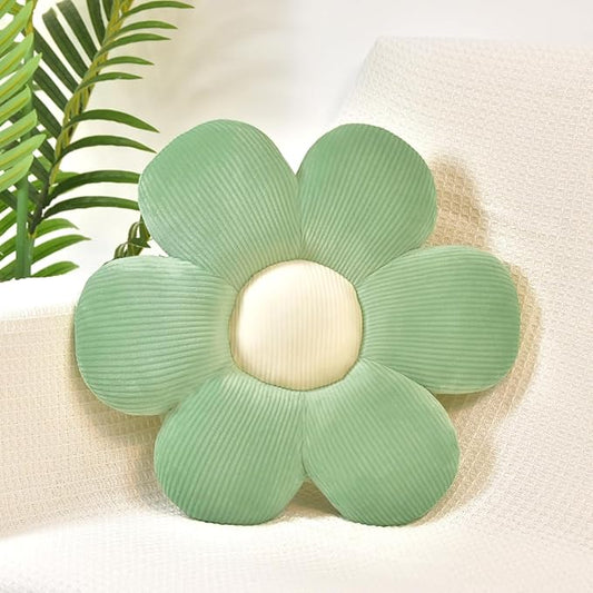 Daisy Flower Pillow, Floor Pillows, Sage Green Flower Shaped Throw Pillow Cushion for Sofa, Couch, Chair, Bed, Home Decor (1, Green, 15.35In)