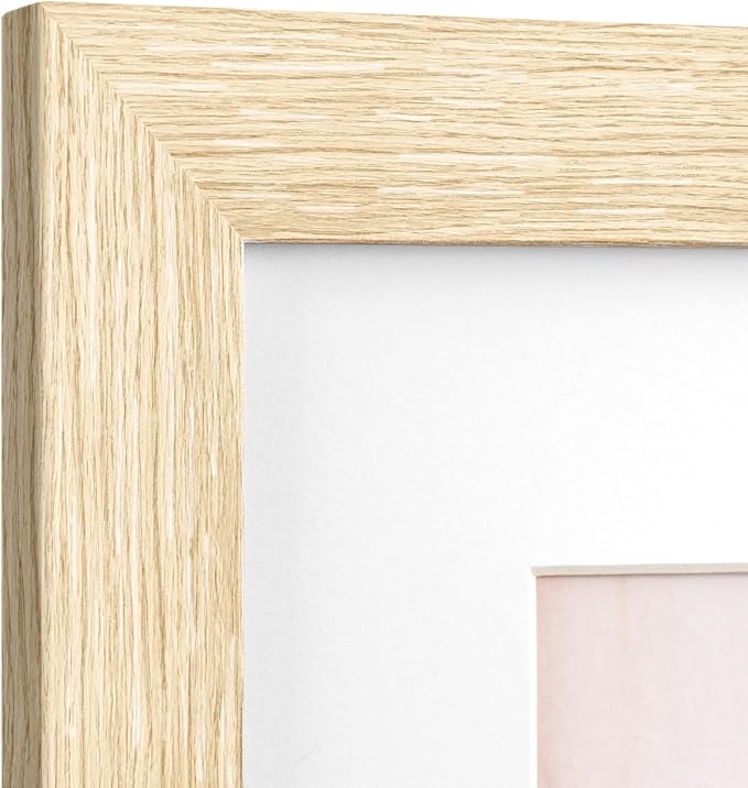 Momentworth 11x14 Picture Frame with Mat for 8x10 Set of 4, Natural Wood Grain 11 x 14 Gallery Wall Picture Frames for Wall Mounting(4 Pack, Natural)