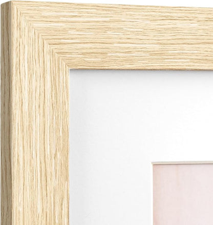 Momentworth 11x14 Picture Frame with Mat for 8x10 Set of 4, Natural Wood Grain 11 x 14 Gallery Wall Picture Frames for Wall Mounting(4 Pack, Natural)
