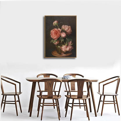 Pyradecor Extra Large Vintage Home Decor Retro Framed Canvas Wall Art Pfingstrosen Canvas Prints Classical Floral Farmhouse Wall Decor for Living Room Decorations