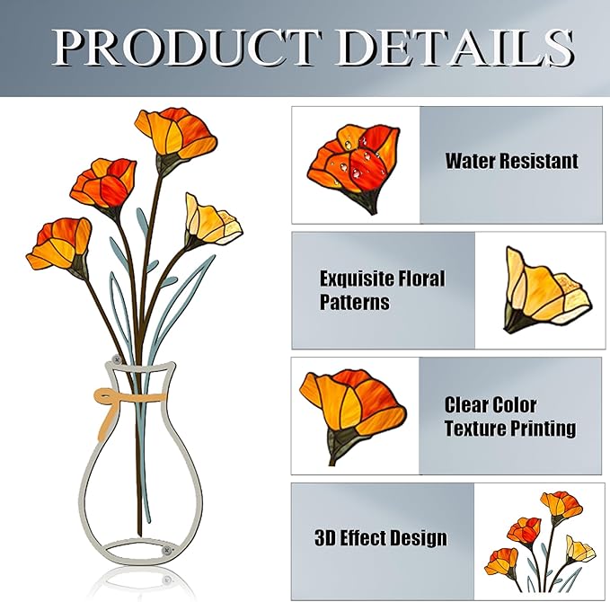 Fanjashn 3 Pcs Metal Flowers Wall Decor, Minimalist Floral Wall Art Decor for Bathroom, Living Room, Bedroom, Kitchen and Dining Room