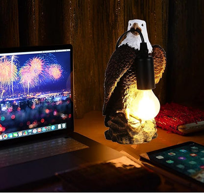 Jorunhe Bird Table Lamp - Resin American Eagle Night Light with E12 Bulb, Crow Table Lamp for Bedroom, Living Room, Cafe, Office Home Decor 7.9" Height