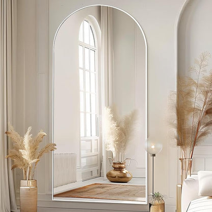 MELOMOIR Arched Full Length Mirror, 81"x41" Oversized Floor Mirror Freestanding, Large Full Body Mirror for Bedroom Living Room Home Gym, White Mirror Full Length with Tempered Glass, Workout Mirror