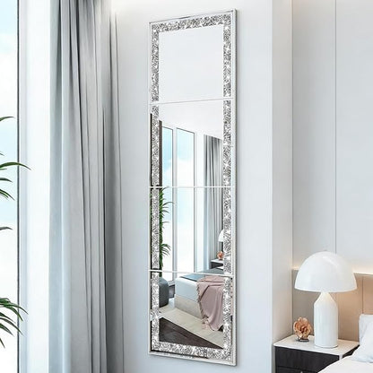 ZOLAPI Glamorous Crystal Crush Diamond Design – Adorned with Sparkling Crushed Diamond Trim Along the Edges, This Frameless Mirror adds a Touch of Luxury and Elegance to Any Space(11x14 inch 4pcs)