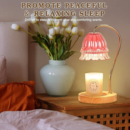 Flower Candle Warmer Lamp with Timer, Wax Warmer, Height Adjustable, Birthday Gifts for Women, Mom, Sister, Candle Lamp Warmer, Electric Dimmable Candle Warmer, Vintage Home Decor