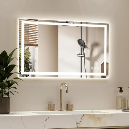40X24 LED Bathroom Mirror with Lights, Anti-Fog, Backlit + Front Lit (CRI>90), Lighted Bathroom Vanity Mirror for Wall, Memory Function, Dimmable, Tempered Glass, Shatter-Proof