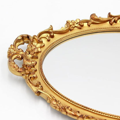 Tstarer Vintage Decorative Gold Framed Mirror, Small Oval Wall Hanging Mirror -Small- 9.6" W x 14.3" L (Gold)