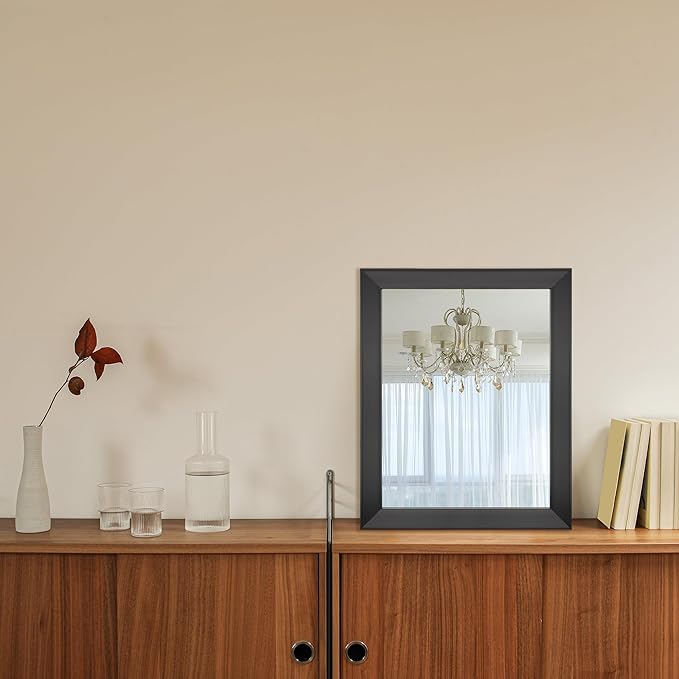 Ruomeng Rectangular Wall Mirror 16" x 20" Framed Mirror for Bathroom, Bedroom, Entryway, Living Room, Black