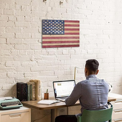 Berlun American Flag Wall Decor - Vintage Patriotic Canvas Wall Art for Home, Office, or Outdoor - USA Flag Wall Hanging for Independence Day, 4th of July, Memorial Day -AL-11 ﻿ ﻿