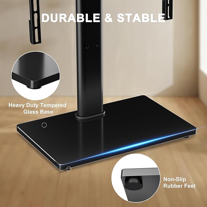 XINLEI Universal Swivel TV Stand Base Table Top TV Stand for 23-70 Inch TVs 70 Degree Swivel, 6 Height Adjustable Tall Monitor Mount Stand, Max VESA 400x400mm,Holds up to 88lbs TS206