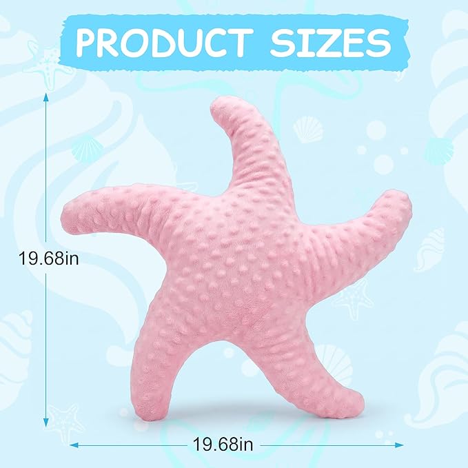 XIAIJIA Starfish Pillow Decorative Throw Pillow, 19.68x19.68 Inch Coastal Beach Pillow, Ocean Decor Beach Themed Room Accent Pillow for Couch Bed Bedroom（Pink）