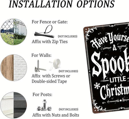 Spooky Little Christmas Metal Tin Sign Vintage Halloween Decor for Home Kitchen Office and Living Room Wall Hanging Metal Poster 8x12 Inch