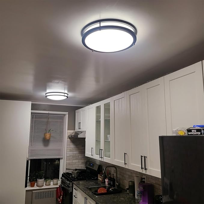 Kalium LED Ceiling Light with Remote 13 Inch Flush Mount Ceiling Light Fixture, 24W 3000K-6000K Adjustable Color Temperature, Dimmable Lighting Fixtures for Kitchen Bedroom Hardwired Installation