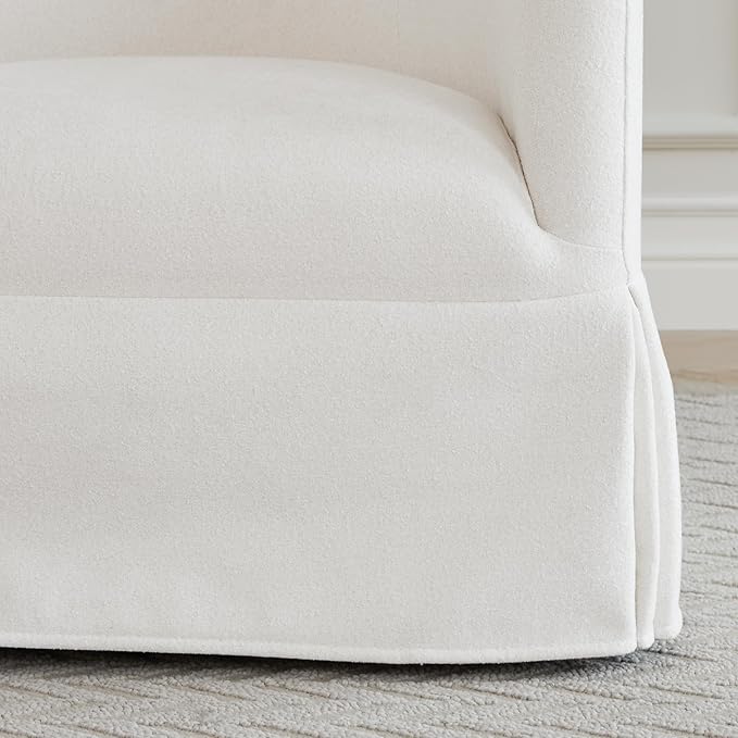 Swivel Accent Chair Set of 2, 360 Degree Performance Fabric Armchair Modern Barrel Chairs Armchair for Living Room Bedroom Home and Office,Cream White