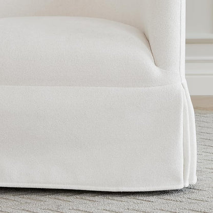 Swivel Accent Chair Set of 2, 360 Degree Performance Fabric Armchair Modern Barrel Chairs Armchair for Living Room Bedroom Home and Office,Cream White