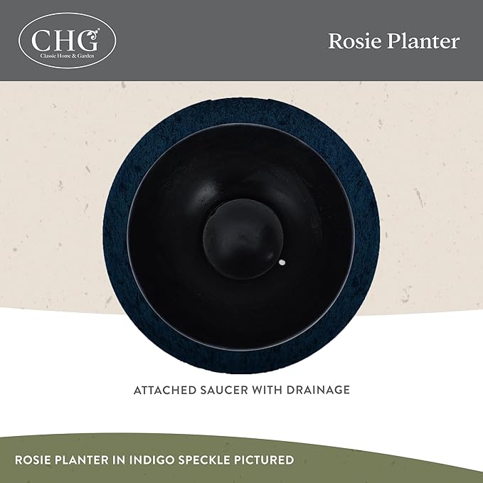 Classic Home and Garden by Growscape Rosie Modern Planter w/Drainage - Contemporary Planter Bowls - Shallow Round Vases for Small Plants - Versatile Indoor & Outdoor Pots (10” Earth)