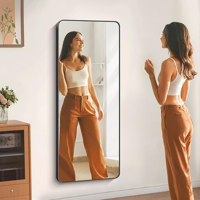 DESBING 60" x 24"Bathroom Mirror, Matte Black Wall Mirror with Metal Frame, Decorative Rectangular Vanity Mirror for Bedroom Bathroom Living Room Entryway (Horizontal/Vertical)