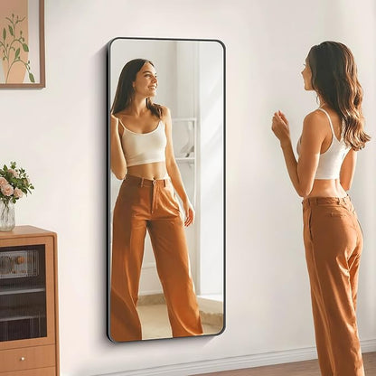 DESBING 60" x 24"Bathroom Mirror, Matte Black Wall Mirror with Metal Frame, Decorative Rectangular Vanity Mirror for Bedroom Bathroom Living Room Entryway (Horizontal/Vertical)
