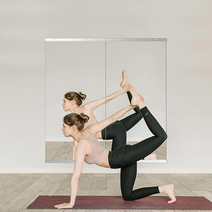 Ruomeng Home Gym Mirror, 55''x16''x2PCS Full Length, Large Frameless Body Mirror Tempered Glass for Gym, Workout, Yoga, Garage, Dance Studio