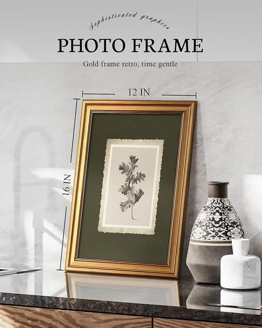 VIYYIEA Vintage Gold Framed Wall Art, Oak Leaf Wall Decor For Kitchen Bathroom Bedroom, Aesthetic Botanical Acorn Canvas Prints Paintings, Antique Botanical Drawing Neutral Art, 12x16inch