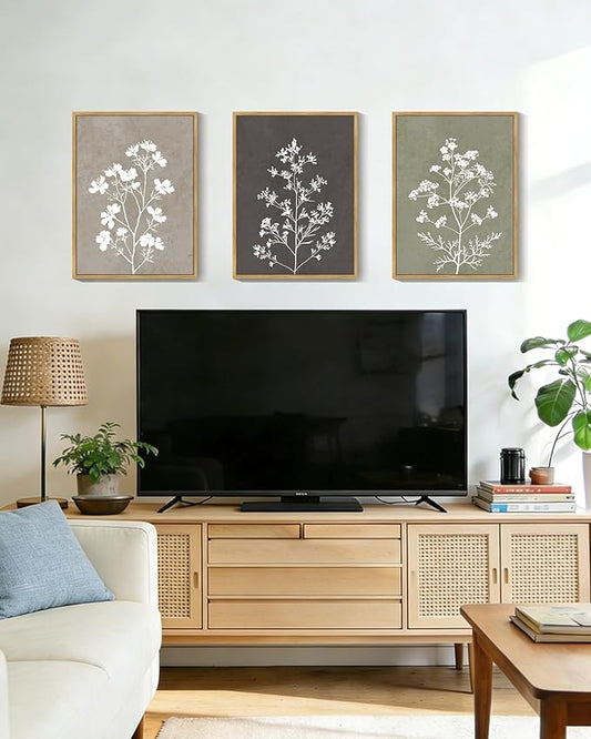 Drsoum Flower Framed Wall Art Vintage Floral Minimalist Wall Hanging Decor Farmhouse Colorful Botanical Prints Artwork for Office Dining Room Hallway 11x14in Natural Framed