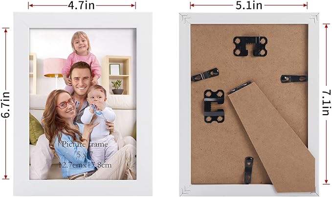 Giftgarden White 5x7 Picture Frame Pack of 12, Multi White Woodgrain 5 by 7 Photo Frames Bulk for Wall or Tabletop Display