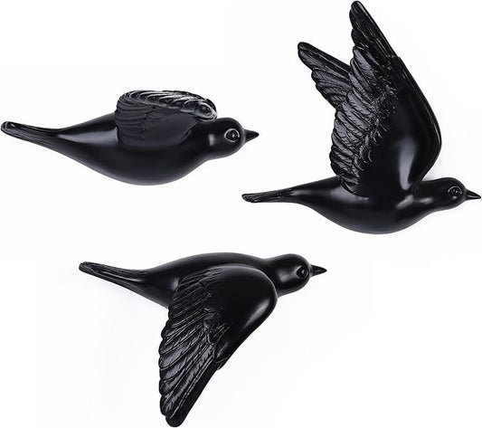 suruim Bird Wall Sculptures Set of 3-3D Wall Art Decor for Living Room, Home Decor Modern GoldEN Wall Decor & Bird Gallery Wall Art (Black)