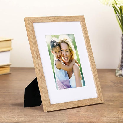 8x10 Picture Frame Set of 6, Made of Perspex Glass, Display Picture 5x7 with Mat or 8x10 without Mat, Wood Grain Photo Frame for Wall Mounting or Tabletop Display for Birthday Christmas Gifts