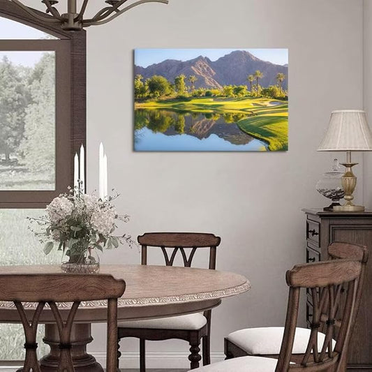 Indian Wells Golf Course Wall Art for Office USA California Golf Course Picture Poster Print on Canvas for Living Room Bedroom Bathroom Home Decorations Framed Ready to Hang(18''H x 24''W)