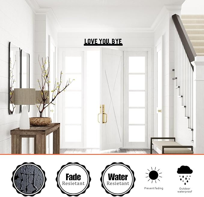 Love You Bye Sign, Metal Love You Bye Sign Above Door for Hallway Decor, You Bye Door Topper for Valentine's Gift
