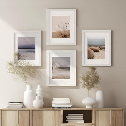 Momentworth 16x20 Picture Frame with Mat for 11x14 Set of 3, Rustic White Wood Grain 16x20 Frames for Wall Mounting (3 Pack, White)
