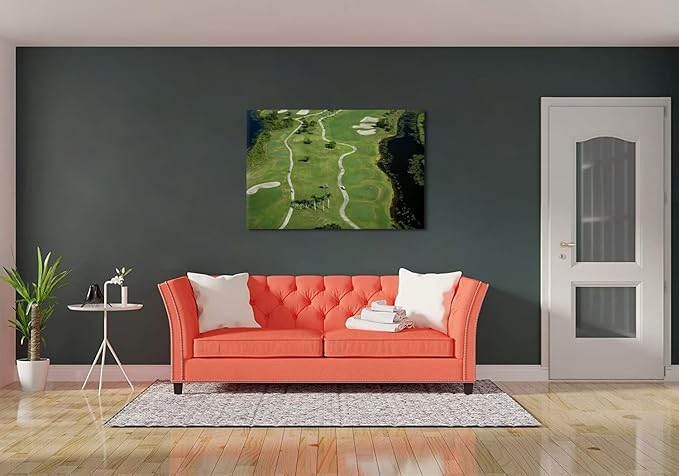 chenchenArt Florida Community Golf Course Wall Art for Living Room Bedroom Bathroom Home Decorations Golf Course Picture Poster Canvas Prints Modern Artwork Framed Ready to Hang(18''H x 24''W)