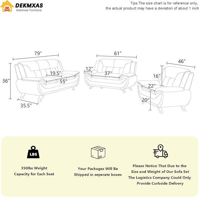 3PCS Red Faux Leather Sofa and 2 Chairs for Living Room, Living Room Furniture Sets, Sofa Couches for Office, Bedroom, Apartment