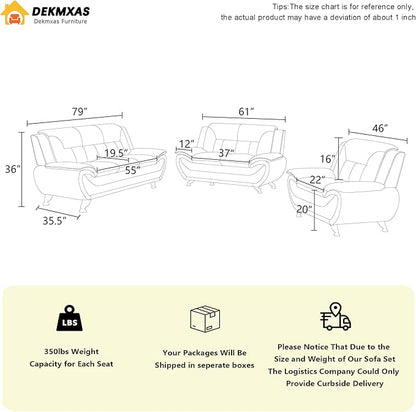 Living Room Furniture Sets, 2PCS Red Faux Leather Sofa and Chair for Living Room, Sofa Couches for Office, Bedroom, Apartment
