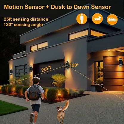 iYogaled Dusk to Dawn Motion Sensor Porch Light with 3 Lighting Modes, Aluminum Exterior Light Fixtures,25ft Detection Range Waterproof Sconce for Entryway, Patio, Garage,ETL Listed（Bulbs Inclued）