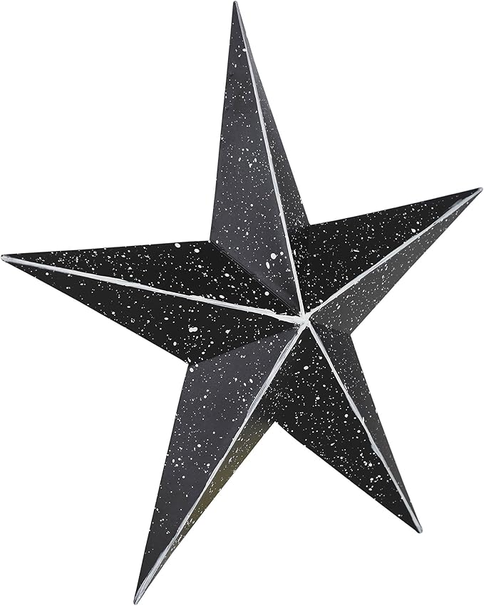 VHC Brands Patriotic Faceted Metal Star Wall Hanging, 12x12, Distressed Appearance, Charcoal Black, Independence Day Decor