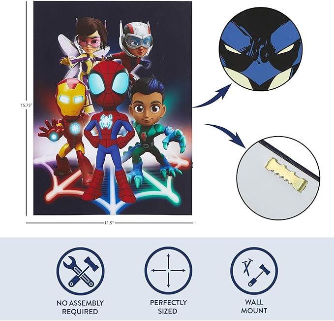 Marvel Spidey and Friends LED Wall Art,Light-Up Children’s Hanging Décor for Kids’ Bedroom or Playroom, 11.5" x 15.75"