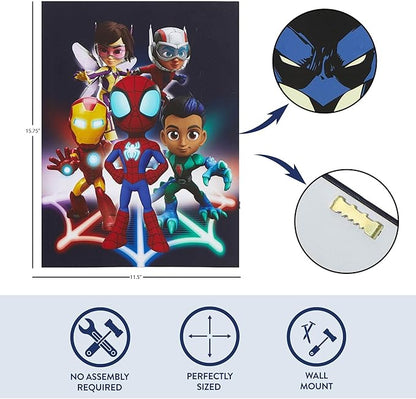 Marvel Spidey and Friends LED Wall Art,Light-Up Children’s Hanging Décor for Kids’ Bedroom or Playroom, 11.5" x 15.75"