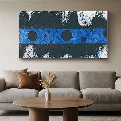 Iallbin Abstract Canvas Wall Art, Large Wall Art for Living Room, for Wall Modern Paintings Wall Decor Living Room (Abstract, Black and Blue, 58L x 29W)