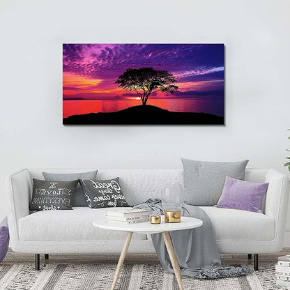 EPHANY Abstract Sunset Tree Canvas Wall Art Art - Red Tree Painting, Framed Wall Picture Canvas Print Framed Picture Painting for Room Home Decorations (G-1pcs,20x40inchx1pcs)