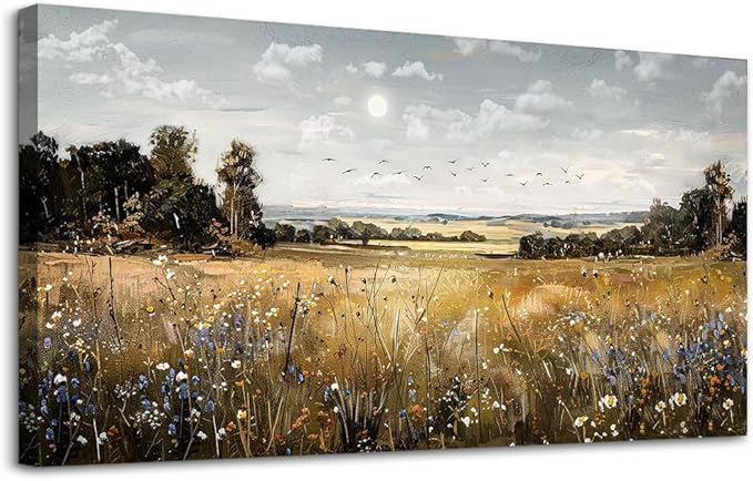 KELIYUAN Canvas Wall Art For Living Room Farmhouse Wall Decor For Bedroom Office Decorations Field Scenery Wall Painting Countryside Pictures Artwork Modern Ready To Hang Home Decor 30"X60"