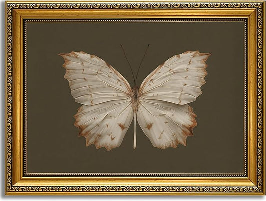 YD&YZY Gold Framed Vintage Wall Art Canvas Classical Butterfly Dark Gray Farmhouse Wall Decor Retro Moody Aesthetic Art Painting Picture Print Artwork Decor for Bedroom Bathroom 12x16 inch Framed