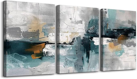 TTHYUEWS Abstract Wall Art For Living Room Bedroom Wall Decor Modern Office Decorations Color Block Wall Paintings Pictures Artwork Hotel Canvas Prints Art 3 Piece Minimalist Aesthetic Home Decor