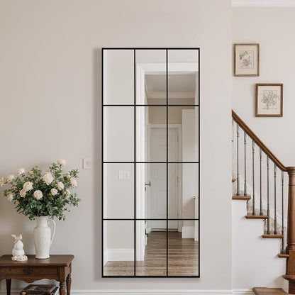 Anpark Windowpane Mirror Full Length 65"x24" Art Pane Wall Mirror Farmhouse Decorative Leaning Hanging Wall Mounted for Bedroom Living Room Entrance