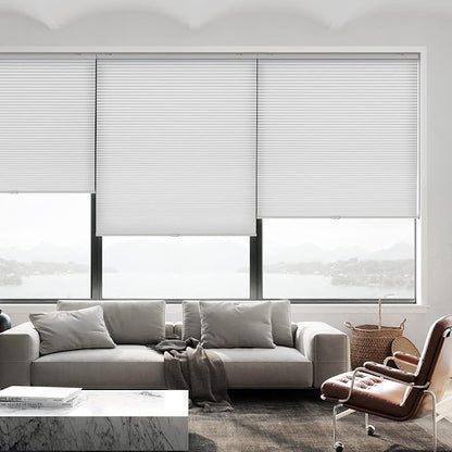 LazBlinds Cordless Cellular Shades, Light Filtering Honeycomb Shades for Home, Thermal Insulation Noise Reduction Blinds for Windows, 33'' W x 36'' H, White